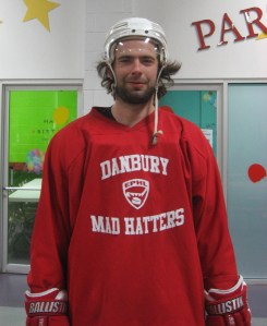 Newburyport's Erik Kent after a pregame skate with the Danbury Mad Hatters.
