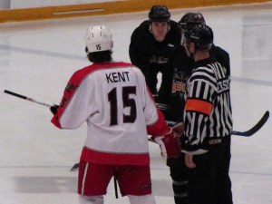Erik gets set for the opening faceoff.