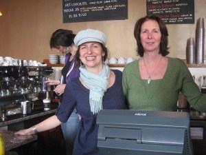 Sam Stephen and her mother Joyce (Coady) greet customers on opening day in Amesbury.