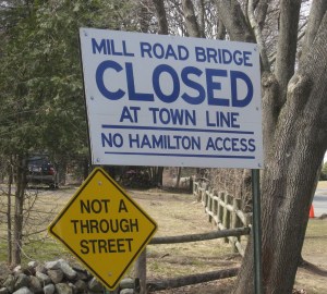 The signs on Mill Road that will be removed in June.