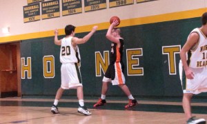 Ipswich at North Reading Aaron Jessen inbounding vs Paul Dionne 12-11-09