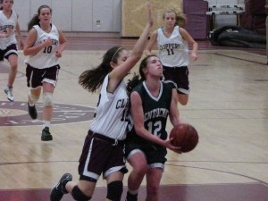 Erin McNamara layup with Molly Rowe 2-5-10