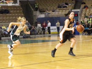 Emily Lane pursues Katie Eckert 3-13-10