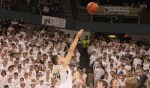 stjs Pat Connaughton shoots in front of Prep crowd 3-19-11