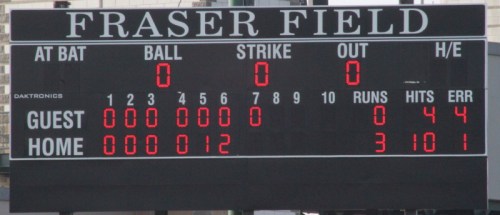bine scoreboard at end of game 6-8-11