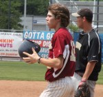 pine David Cusack on 1B after bunt in 4th 6-18-11