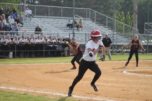newi A6 Rory Connolly on her way to beating out a bunt in the first inning. She would score the first Winchester run later in that inning.