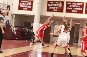 Hannah Kiernan (12 points) takes and makes a difficult shot.