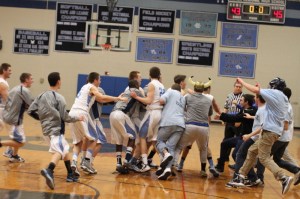 Celebration on the court began even before the final three had been posted on the scoreboard