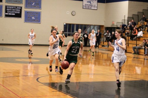 Sydney Christopher (nine points) heads down the lane