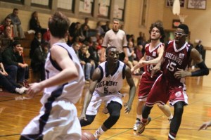 Sultan Olusekun looks for an opening