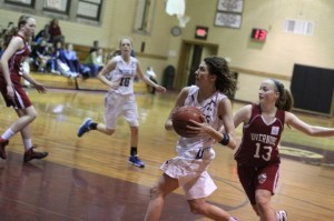 Kate Kerrigan heads for the hoop