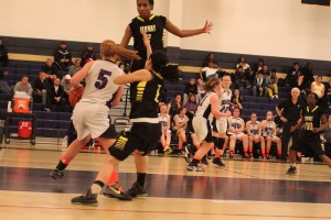 Emily Irwin (13 points) gets caught in Fenway trap