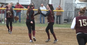 Victoria Allman gets congratulated by Kendra Dow after her third win of the season