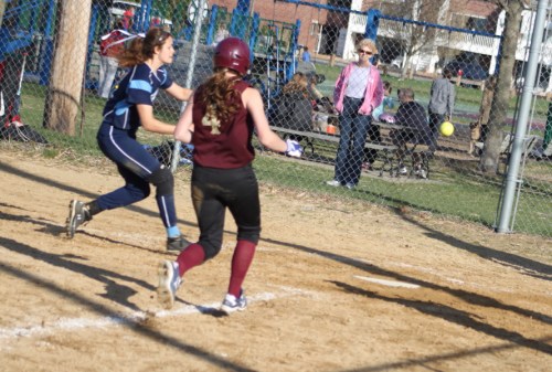Mara and Vicki head for the plate.