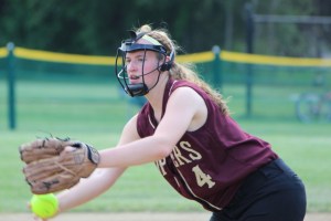 Vicki Allman tossed a three-hitter and had two hits herself