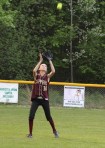 Ashley Hodge settles under a flyball