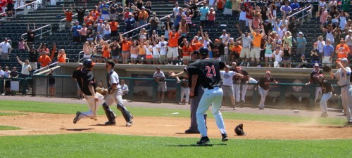 Sam Yost slides across with the game winner for Middleboro