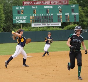 Two-base throwing error allows Julia Graf to score