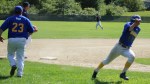 CJ Ingraham heads home as centerfielder Rory Gentile prepares to throw