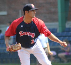 Mickey Pena made his AA debut pitching seven shutout innings