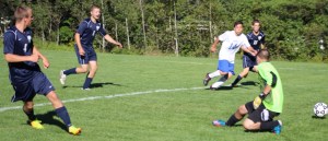 Mike Gallagher (4) scores the third York goal
