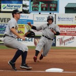 Garin Cecchini gets third as Casey Stevenson awaits throw