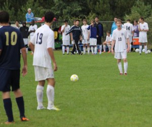Jordan Kruguer lines up a direct kick that became the 3rd FA goal