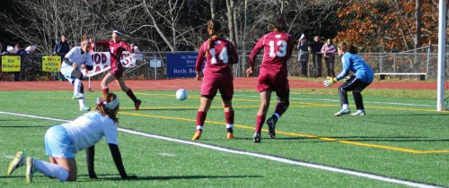 Luisa Sbadella steals and shoots what becomes the second Windham goal