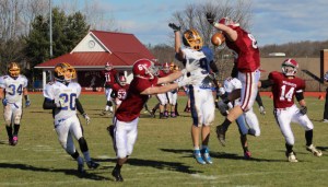 Just miss on first pass into the end zone