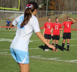 Emily Gilman sets to take a direct kick