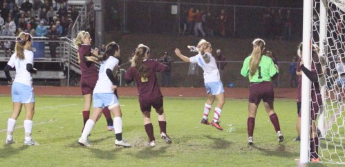 Emily Gorrivan jumps realizing her shot has gone in