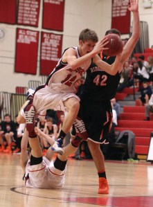 Ryan Fitzpatrick hurdles a teammate