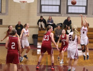 Sophomore Logan Amaral (10 points) shoots a jump shot