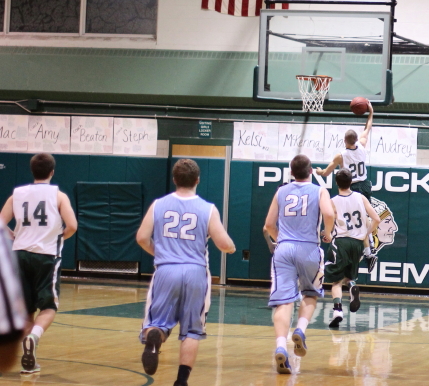 Jeff Porter (13 points) gets one of many Pentucket breakaways
