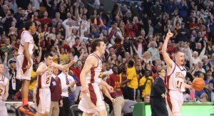 Ryan Roach dribbles away the closing seconds.