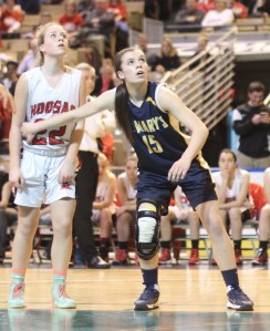 Gianna Moschella (14 points) looks for a rebound along side #22 Maddie Ryan