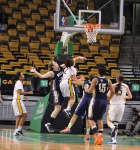 Brianna Rudolph took thirty shots including this tough one in traffic