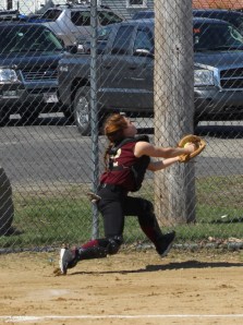 Lauren Singer makes a nice catch on a foul popup