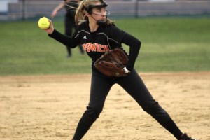 Carolyn Lynch set to throw to first