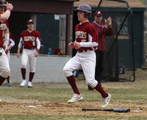 Caleb Stott crosses home with the second NHS run