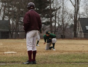 Grounder gets by NR first baseman Ryan Sanborn