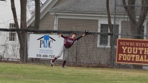 Rightfielder Josh Proposki catches a deep fly
