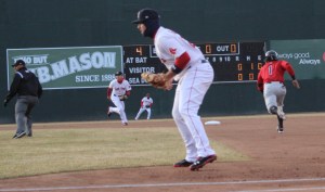 Corey Wimberly of New Britain steals second