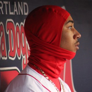 Mookie Betts keeps warm