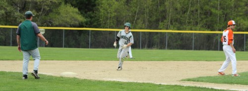 Hunter Flood in the home run trot.  The sophomore had five RBI for the Hornets