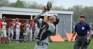 Dom Cirone (3 hits) camps under a popup