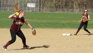 Shelby OBrien was flawless in the field and started a double play