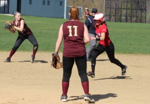 Morgan Johnson sets to throw to first