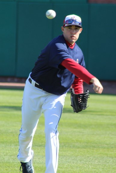 The top prospect of the Toronto Blue Jays (Aaron Sanchez) warms up